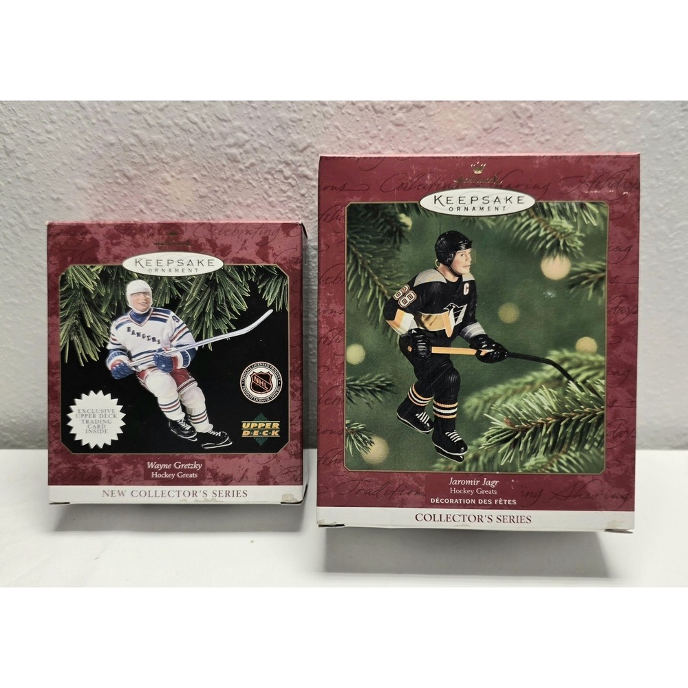 Hallmark Keepsake Ornaments Hockey Gretzky (1997) And Jagr (2001) EX+ Condition